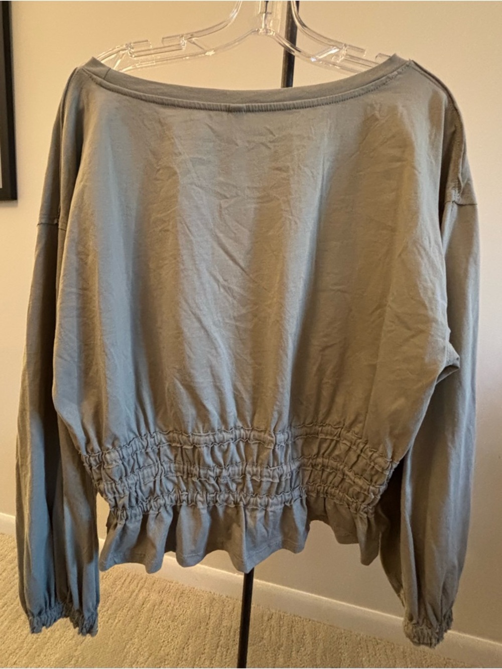 Wishlist Sage Green Long Sleeve Smocked Waist Top - Picture 6 of 9